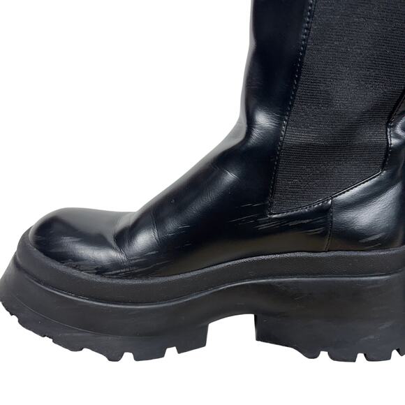 ZARA Platform Lug Sole Chelsea Boots Black Stretch Ankle Boot Size EUR 36 - Picture 8 of 12